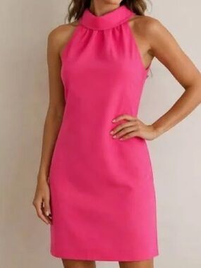 Sail to Sable STS Pink Halter Mock Neck Shift Dress (back buttons) Size Medium